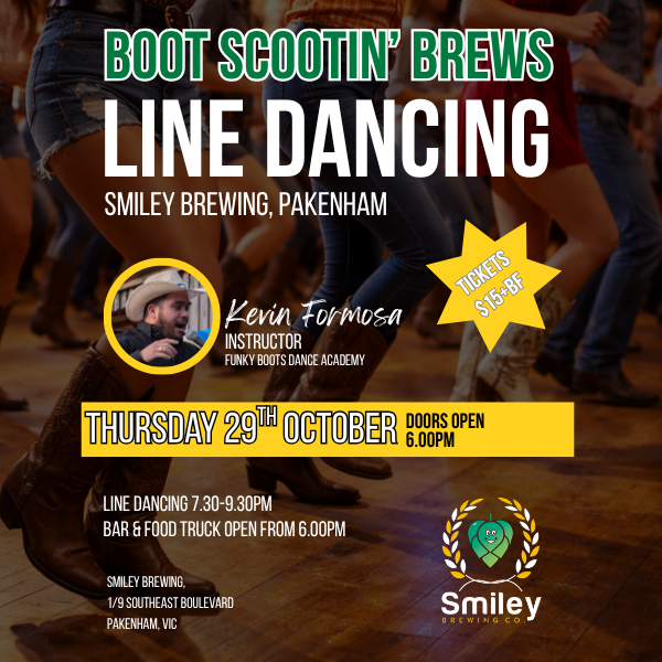 Boot Scootin' Brews Line Dancing in Pakenham - October 2026